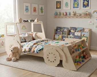 Montessori Traktor Bett Kleinkind, Holzboden Bettrahmen Kinder, Birkensperrholz Doppelbett, Bauernhof Thema Schlafzimmermöbel, Jungenbett O'REILLY