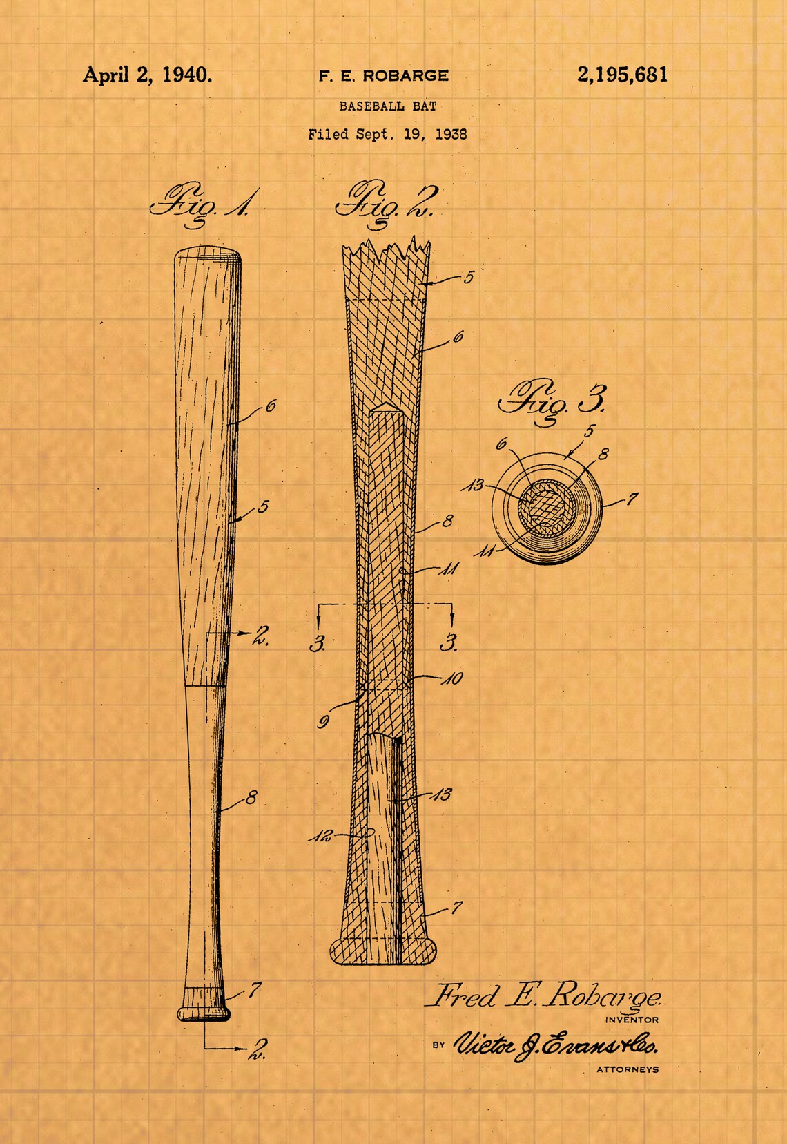 Baseball Bat Patent Print Files Instant Digital Download Etsy