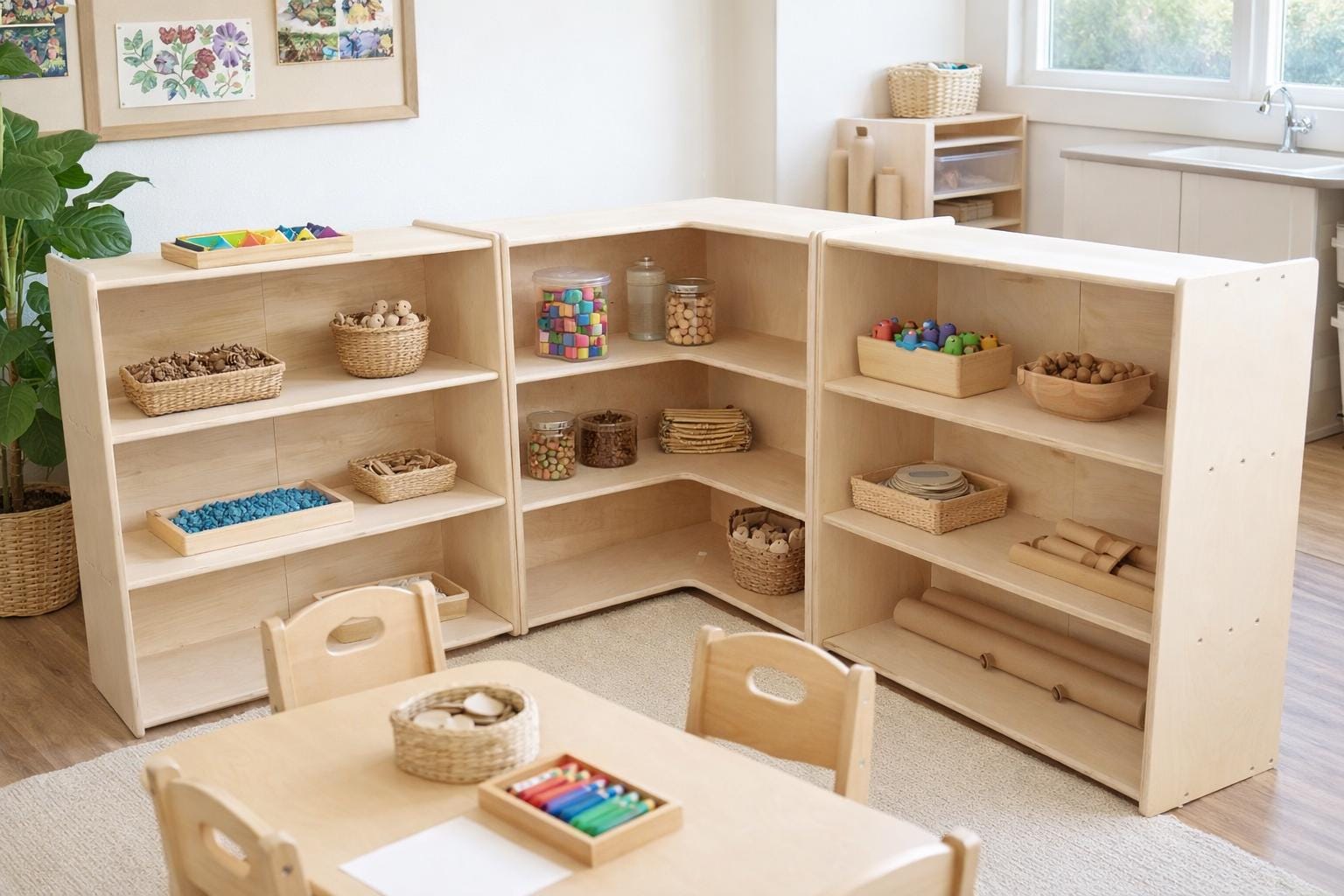 コーナーシェルフ モンテッソーリ おもちゃ棚 コーナー おもちゃ棚