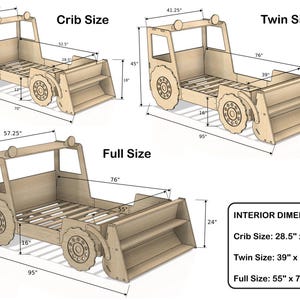 Montessori Tractor Bed Toddler, Wooden Floor Bed Frame Kids, Birch Plywood Twin Bed, Farm Theme Bedroom Furniture, Boys Bed O'REILLY image 9
