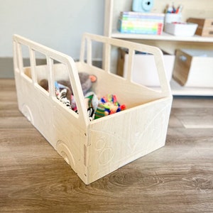 ARLO Wagon Bus Spielzeug Organizer Aufbewahrung für Kleinkinder VW Montessori Holzmöbel Spielzimmer Organisation USA Bild 2