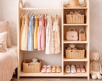 Holz Montessori Kleinkind Kleiderschrank Kleinkind Dress Up Lagerung Kinderzimmer Kommode ROM