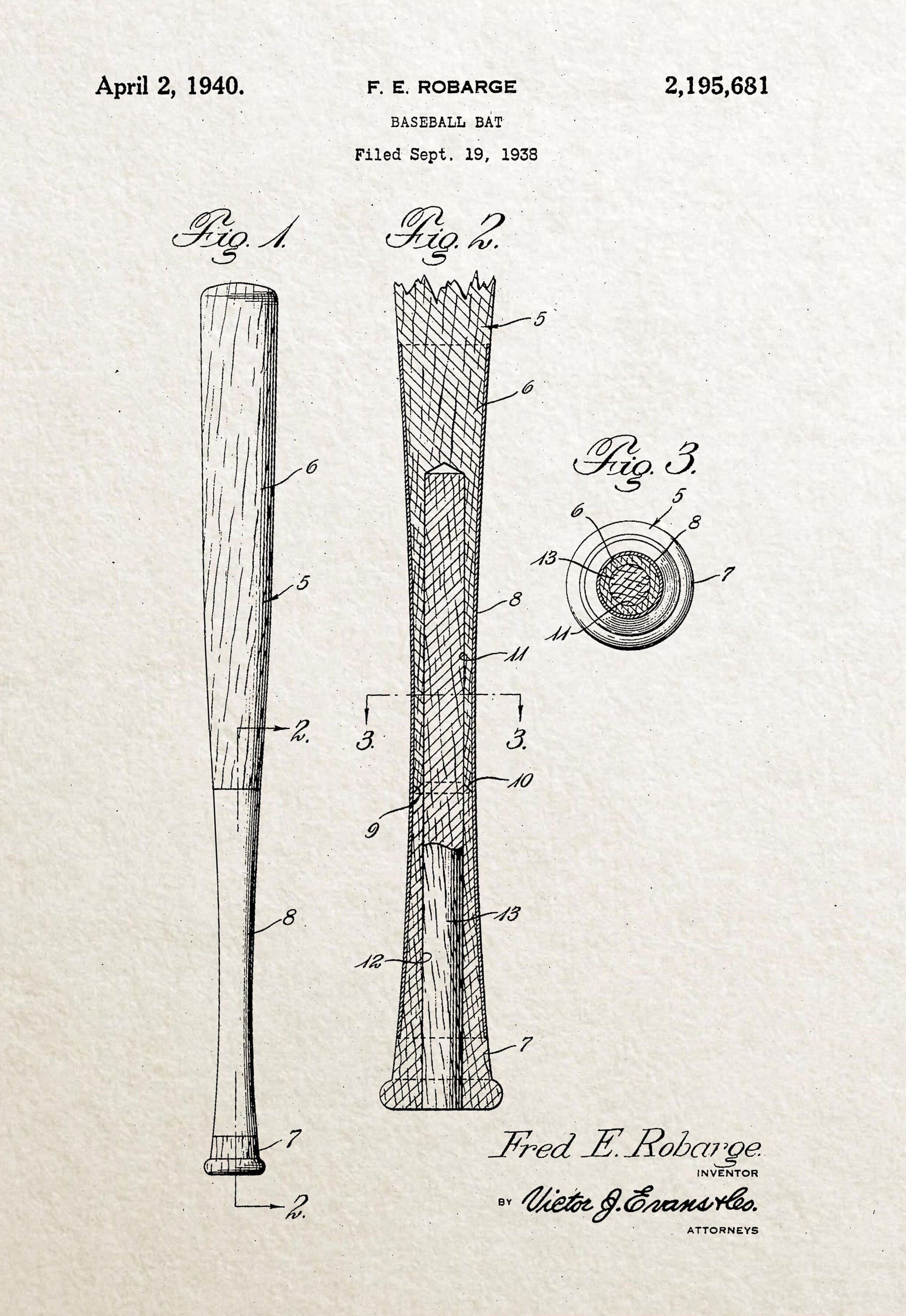 Baseball Bat Patent Print Files Instant Digital Download Etsy