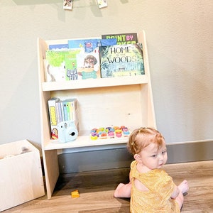 Montessori Bookshelf with Storage Toy Box Toddler Bookcase Montessori Wooden Furniture Montessori Toys Gift for 2 year old LEO image 5