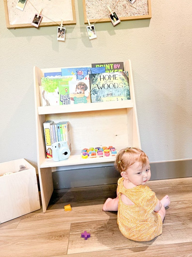 Montessori Bookshelf with Storage Toy Box Toddler Bookcase Montessori Wooden Furniture Montessori Toys Gift for 2 year old LEO image 5