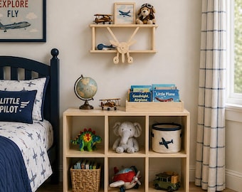 Airplane Shelf for Aviation Themed Boys Room Wall Mounted Plane Shelf for Playroom Baby Shower Gift for Boy HUGHES
