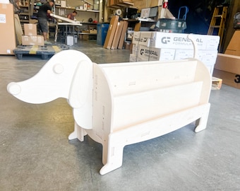 Dachshund Bookshelf for Kids, Montessori Furniture, Baltic Birch Plywood Playroom Shelf
