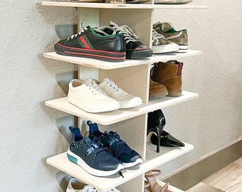 Shoe Tower Minimalist Design Wooden Shoe Rack Closet Organizer Wood Shoe Tower Shoe Storage Closet Organization Housewarming Gift CARRIE