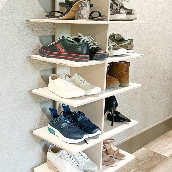 Shoe Tower Minimalist Design Wooden Shoe Rack Closet Organizer Wood Shoe Tower Shoe Storage Closet Organization Housewarming Gift CARRIE