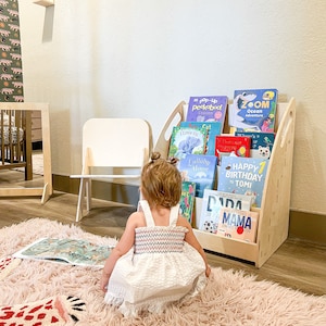 Montessori Bookshelf Toddler Bookcase Montessori Wooden Furniture Nursery Gift Wooden Bookshelf Playroom Storage Book Storage SARAFINA