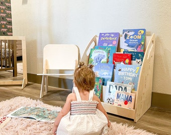 RABATT SARAFINA – Montessori-Bücherregal Kleinkind-Bücherregal Montessori-Holzmöbel Holz-Bücherregal Spielzimmeraufbewahrung Bücheraufbewahrung