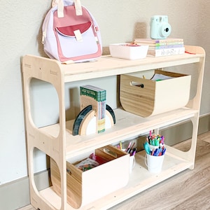 DISCOUNTED RILEY- Montessori Toy shelf Toddler Open Sided Toy Shelf Montessori Wooden Furniture Wooden Toyshelf Toy Storage Toy Display