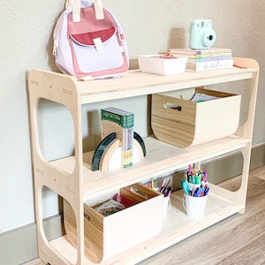 Montessori Toy shelf Toddler Open Sided Toy Shelf Montessori Wooden Furniture Wooden Toyshelf Toy Storage Toy Display RILEY 36 wide image 1