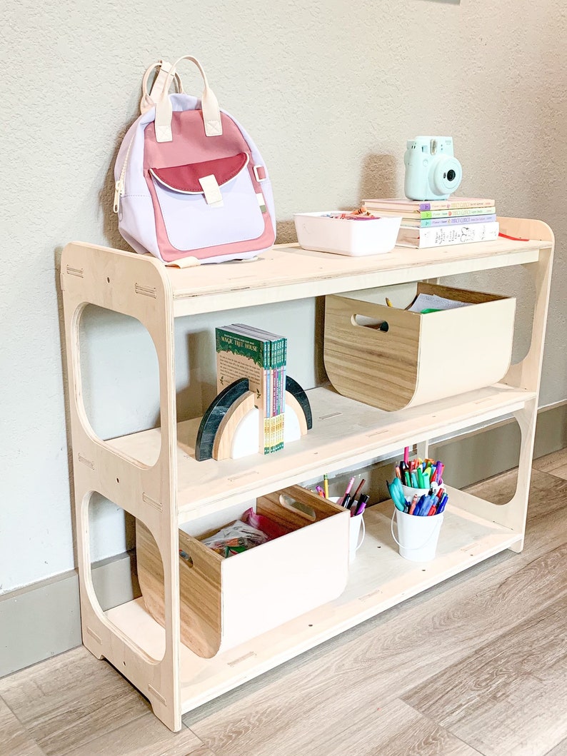 Montessori Toy shelf Toddler Open Sided Toy Shelf Montessori Wooden Furniture Wooden Toyshelf Toy Storage Toy Display RILEY 36 wide image 1