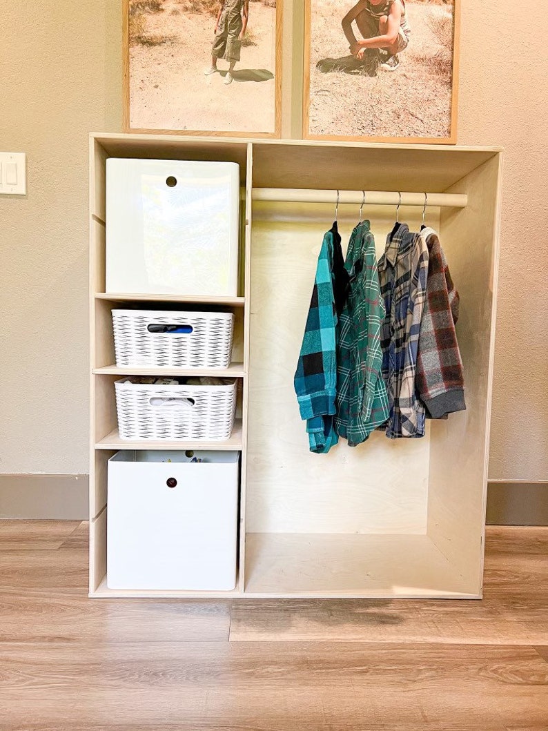 ROLAND Minimalist Double-Sided Wardrobe w/Book Storage/Hidden Compartment Perfect for Tight Spaces Room Divider Montessori Wardrobe image 6
