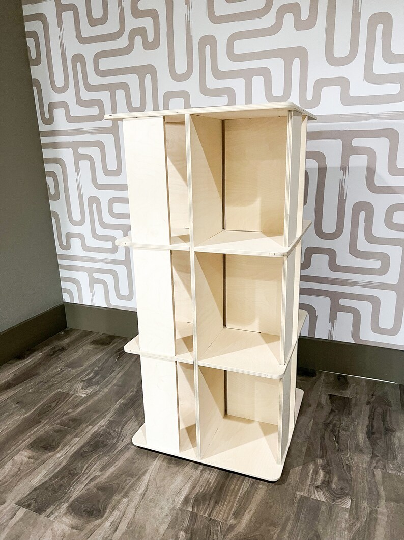 Montessori Bookshelf Rotating Shelf Montessori Furniture Wooden Children's Furniture Rotating Book Display Classroom Furniture LAZY SUZAN Bild 6