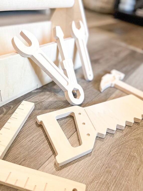 THEO Caja de herramientas de madera para ni os peque os Juguetes