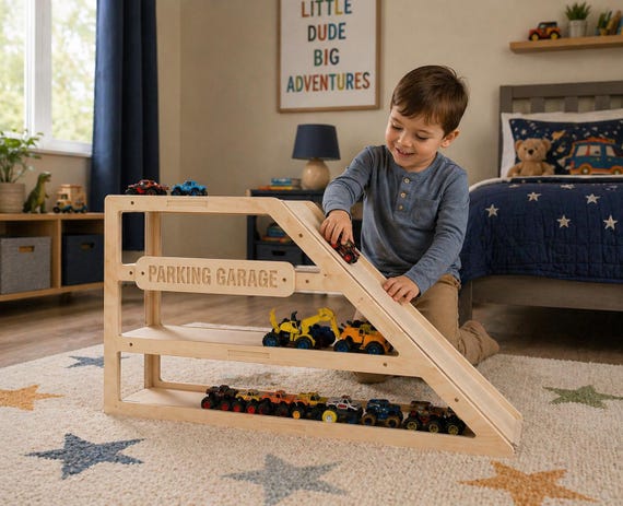 Toy Car Storage 1:64 Scale Toy Car Organization Gift for Boy Storage Shelf for Cars- CAMDEN