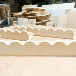 Wall Shelf- Scalloped Design Shelf Kids Bookshelf Montessori Toy Shelf Playroom Decor Kids Room Girls Room Montessori Shelf- PEARL- SET OF 3