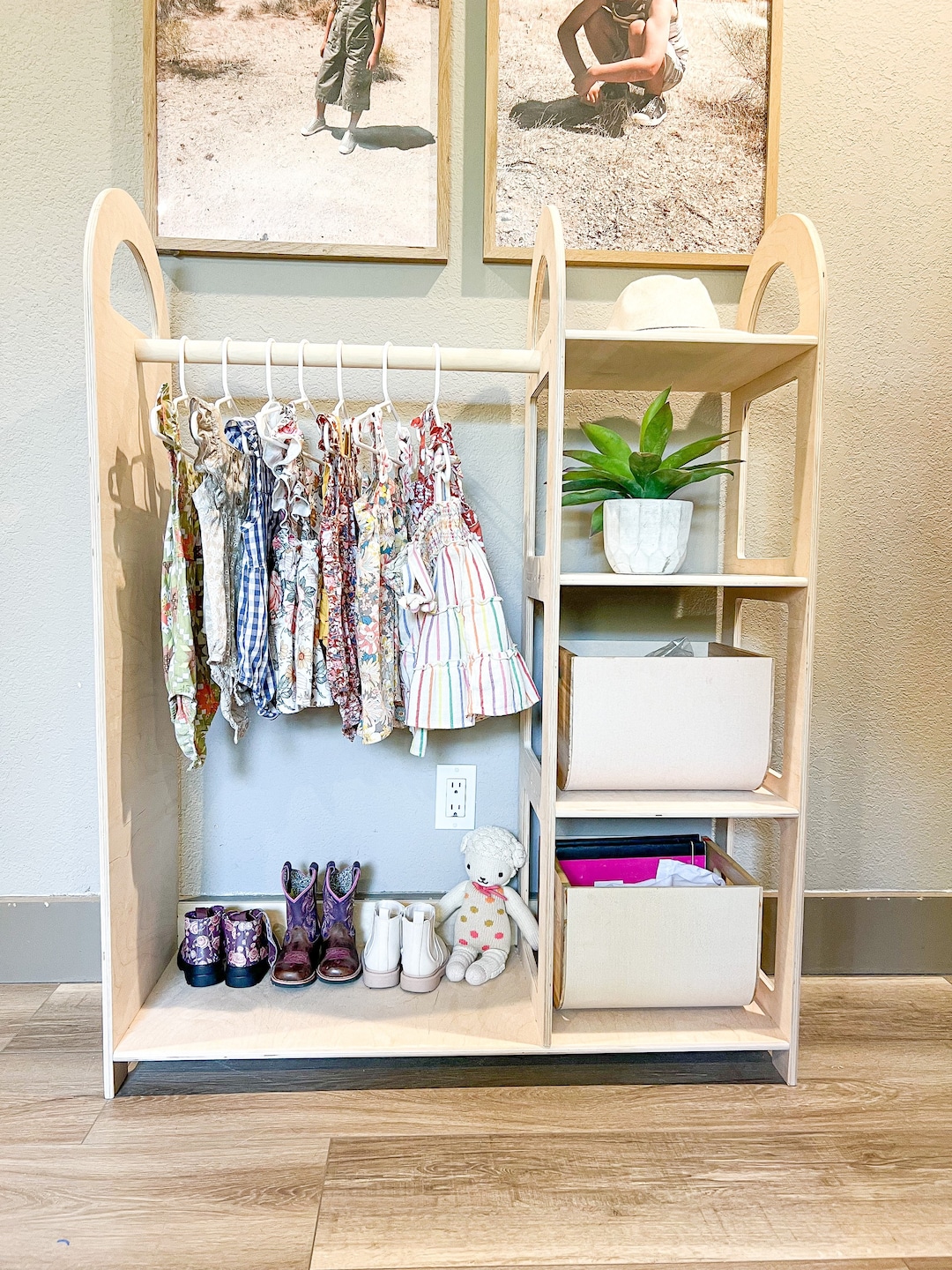 Montessori Furniture Handmade Wooden Clothing Rack for Kids Montessori ...