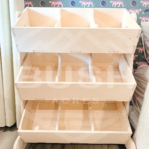 Montessori Toy Organizer Toddler Toy Storage Montessori Wooden Furniture Playroom Storage Playroom Organization Home Organization MAVERICK image 3