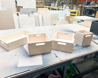 DANI- Set of 4 Montessori Storage Bins - Wooden Storage Boxes - Modular Wooden Furniture - Handmade Toy Storage - Made in USA by Bush Acres