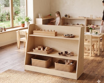 Montessori Toy Shelf for Toddler Children's Toys Playroom Organization Gift for 2 year Old Children's Furniture Classroom Shelf- CARTER