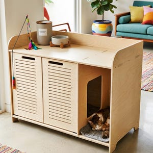 Litter Box Cabinet To fit Litter Robot 3 and 4 Litter Enclosure Cat Box Cat Litter Cabinet Cat House Rabbit Pen Rabbit Litter- POPPY ROBOT