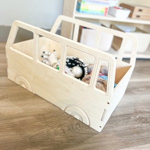 ARLO Wagon Bus Spielzeug Organizer Aufbewahrung für Kleinkinder VW Montessori Holzmöbel Spielzimmer Organisation USA Bild 7