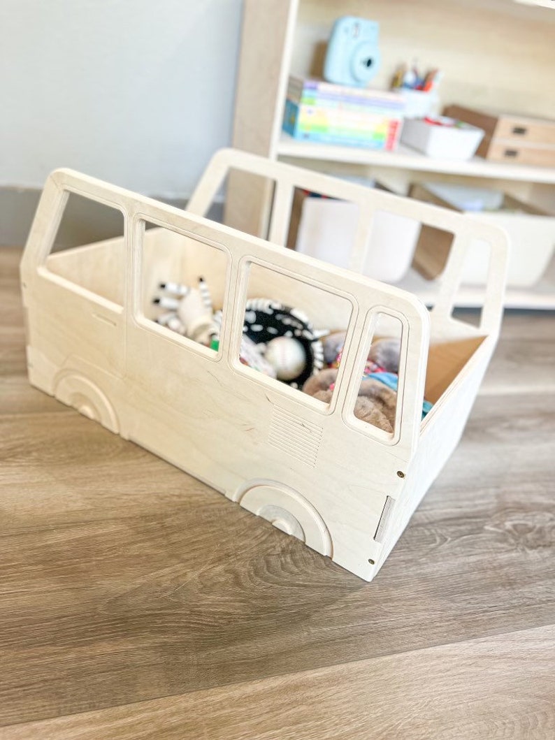 ARLO Wagon Bus Spielzeug Organizer Aufbewahrung für Kleinkinder VW Montessori Holzmöbel Spielzimmer Organisation USA Bild 7