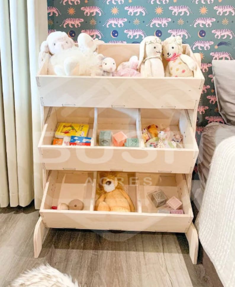 Montessori Toy Organizer Toddler Toy Storage Montessori Wooden Furniture Playroom Storage Playroom Organization Home Organization MAVERICK image 2