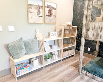 Juego de estanterías Montessori para juguetes: Estantería minimalista de madera contrachapada de abedul para sala de juegos SPARROW (juego de 3)