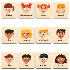 Jeu d'émotions en bois Montessori - Cartes d'apprentissage de la mémoire - Jeu d'émotions pour tout-petits - Jouets éducatifs en bois - Jeu d'apprentissage à la maison - États-Unis
