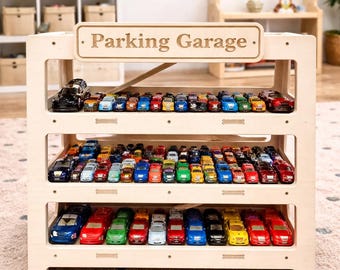 Toy Car Parking Garage Toddler Birthday Gift Personalized Toys for Boys Montessori Toy Car Storage Hot Wheels Storage Shelf 1:64 CADEN