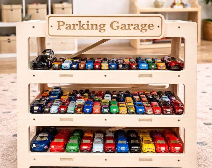 Toy Car Parking Garage Toddler Birthday Gift Personalized Toys for Boys Montessori Toy Car Storage Hot Wheels Storage Shelf 1:64 CADEN