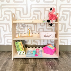 RAY Montessori Muschel Spielzeug Regal Kleinkind Spielzeug Regal Montessori Holzmöbel Kinderzimmer Geschenk Holzspielzeug Aufbewahrung Spielzimmer Dekor Kinderzimmer