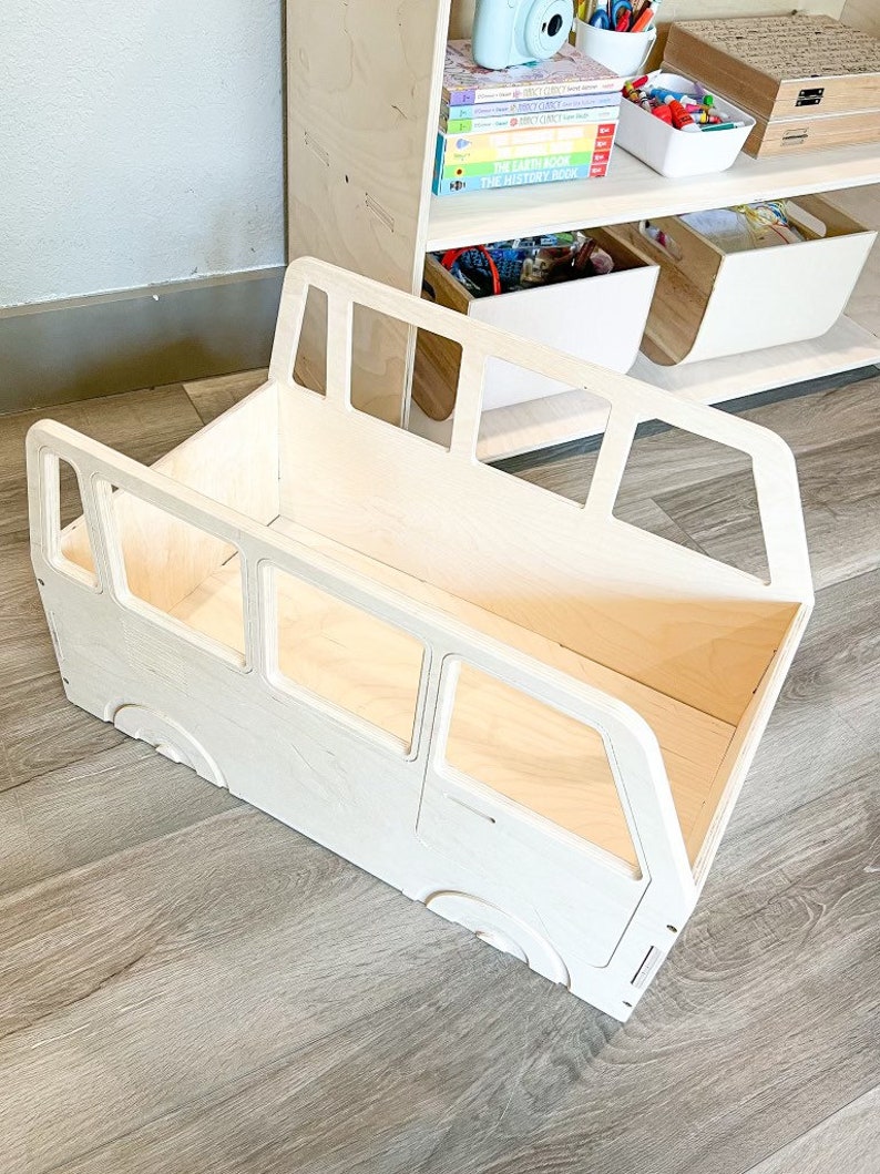 ARLO Wagon Bus Spielzeug Organizer Aufbewahrung für Kleinkinder VW Montessori Holzmöbel Spielzimmer Organisation USA Bild 4