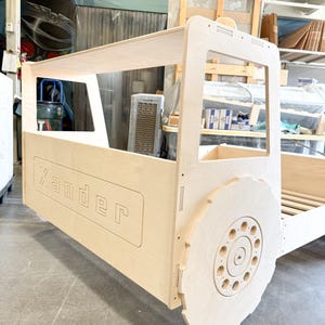 Montessori Tractor Bed Toddler, Wooden Floor Bed Frame Kids, Birch Plywood Twin Bed, Farm Theme Bedroom Furniture, Boys Bed O'REILLY image 5