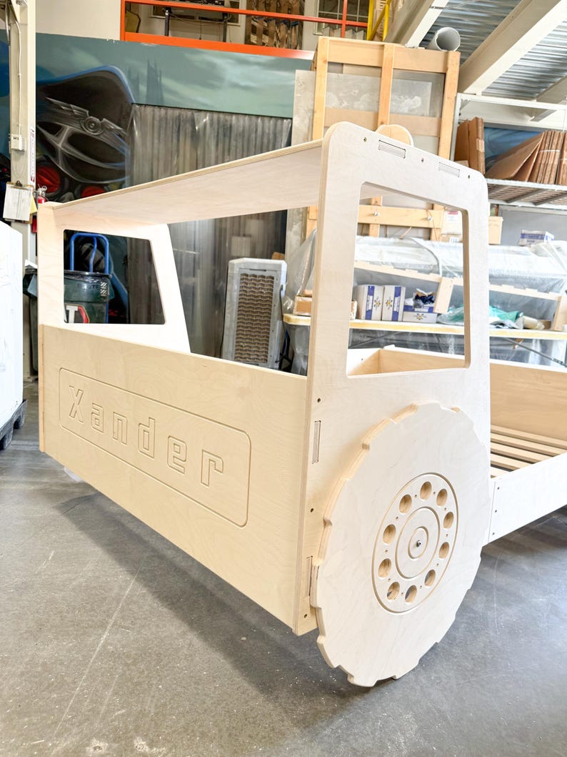 Montessori Tractor Bed Toddler, Wooden Floor Bed Frame Kids, Birch Plywood Twin Bed, Farm Theme Bedroom Furniture, Boys Bed O'REILLY image 5