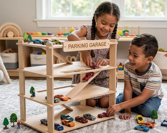 Toddler Boy Gift Toy Car Storage for Cars Toy Car Garage Toy Car Display Toddler Boy Birthday Gift Toy Car Parking Car Ramp- CADEN LIGHT
