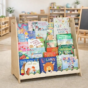 Montessori Bookshelf for Toddler Scalloped Bookshelf Front Facing Bookshelf Gift for 2 year Old Childrens Furniture Book Storage- ROY