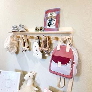 PEGGY- Montessori Coat Rack with Shelves- Kids Coat Rack- Kids Self Care Station- Montessori Toy Shelf