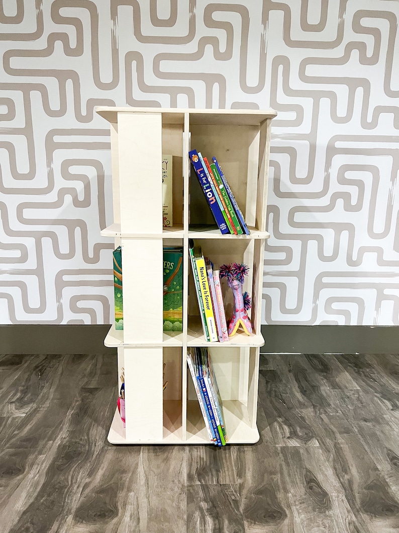 Montessori Bookshelf Rotating Shelf Montessori Furniture Wooden Children's Furniture Rotating Book Display Classroom Furniture LAZY SUZAN Bild 4