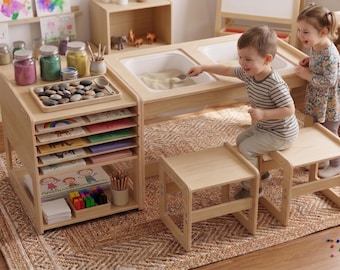 Contenitore sensoriale, tavolo artistico, lavoretti autunnali, scaffale per materiali artistici, contenitore Montessori per aula, contenitore per materiali artistici per asilo nido, gioco sensoriale per la scuola materna CARMEN