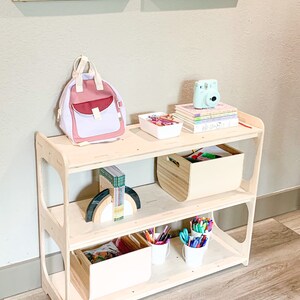 Montessori Toy shelf Toddler Open Sided Toy Shelf Montessori Wooden Furniture Wooden Toyshelf Toy Storage Toy Display RILEY 36 wide image 3