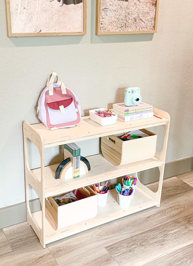 Montessori Toy shelf Toddler Open Sided Toy Shelf Montessori Wooden Furniture Wooden Toyshelf Toy Storage Toy Display RILEY 36 wide image 3