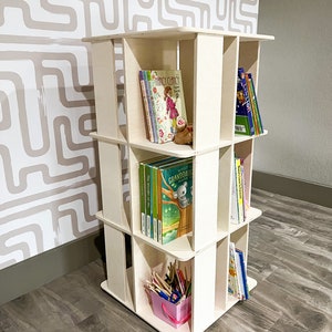 Montessori Bookshelf Rotating Shelf Montessori Furniture Wooden Children's Furniture Rotating Book Display Classroom Furniture LAZY SUZAN Bild 1