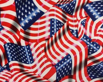 USA American Flag Print Nylon/Spandex Fabric by-the-yard | Patriotic Material America