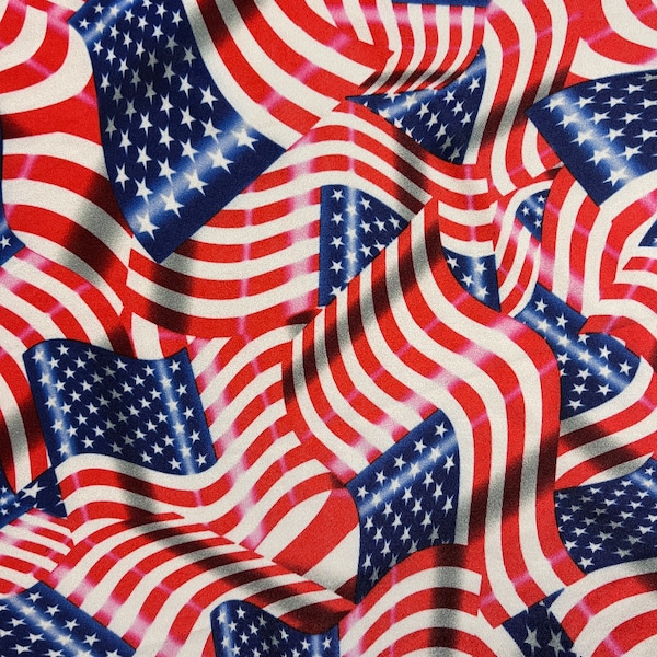 USA American Flag Print Nylon / Spandex Fabric par la cour | Amérique du matériel patriotique