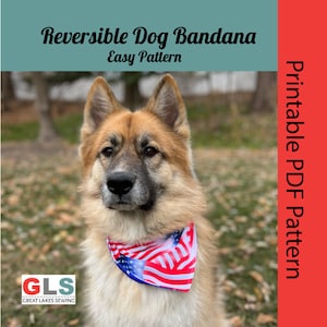 Easy Reversible Dog Bandana Printable PDF Pattern XS-XL | Instant Download Pet Bandana Sewing Instructions